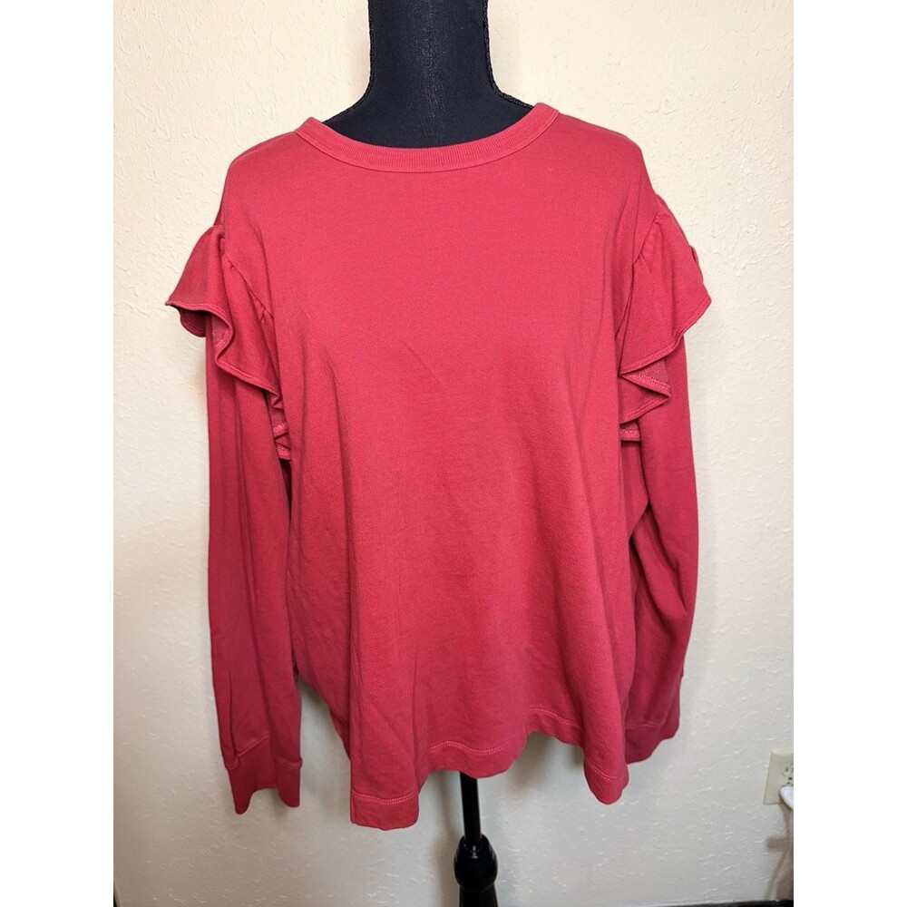 Old Navy Cotton Red Ruffle Sleeve Women’s Sweater Size 3X Boho Cottage Core
